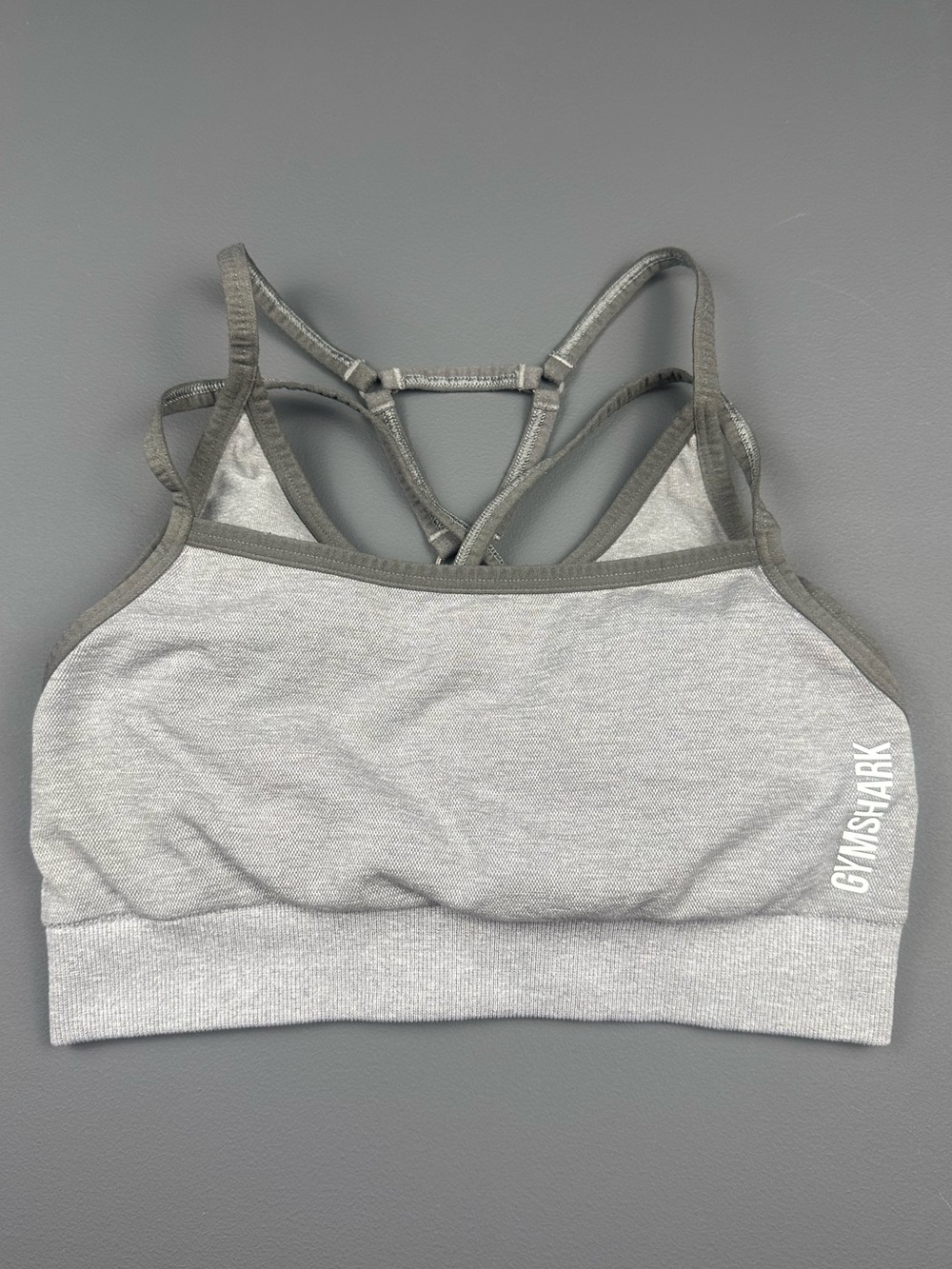 Gymshark Gray Strappy Sports Bra Seamless Band Women’s Small